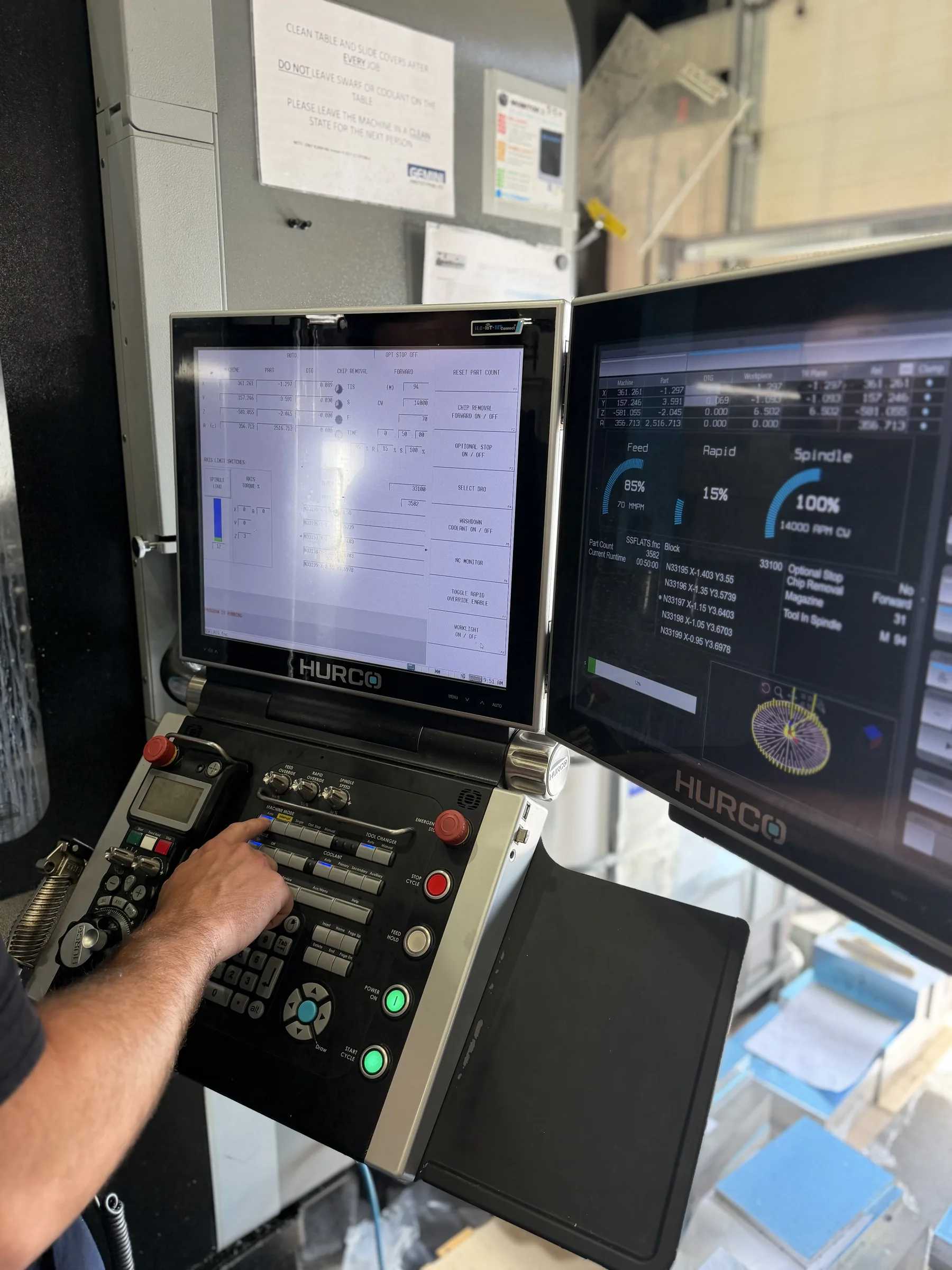 Hurco CNC machining centre controls in the Gemini tool room