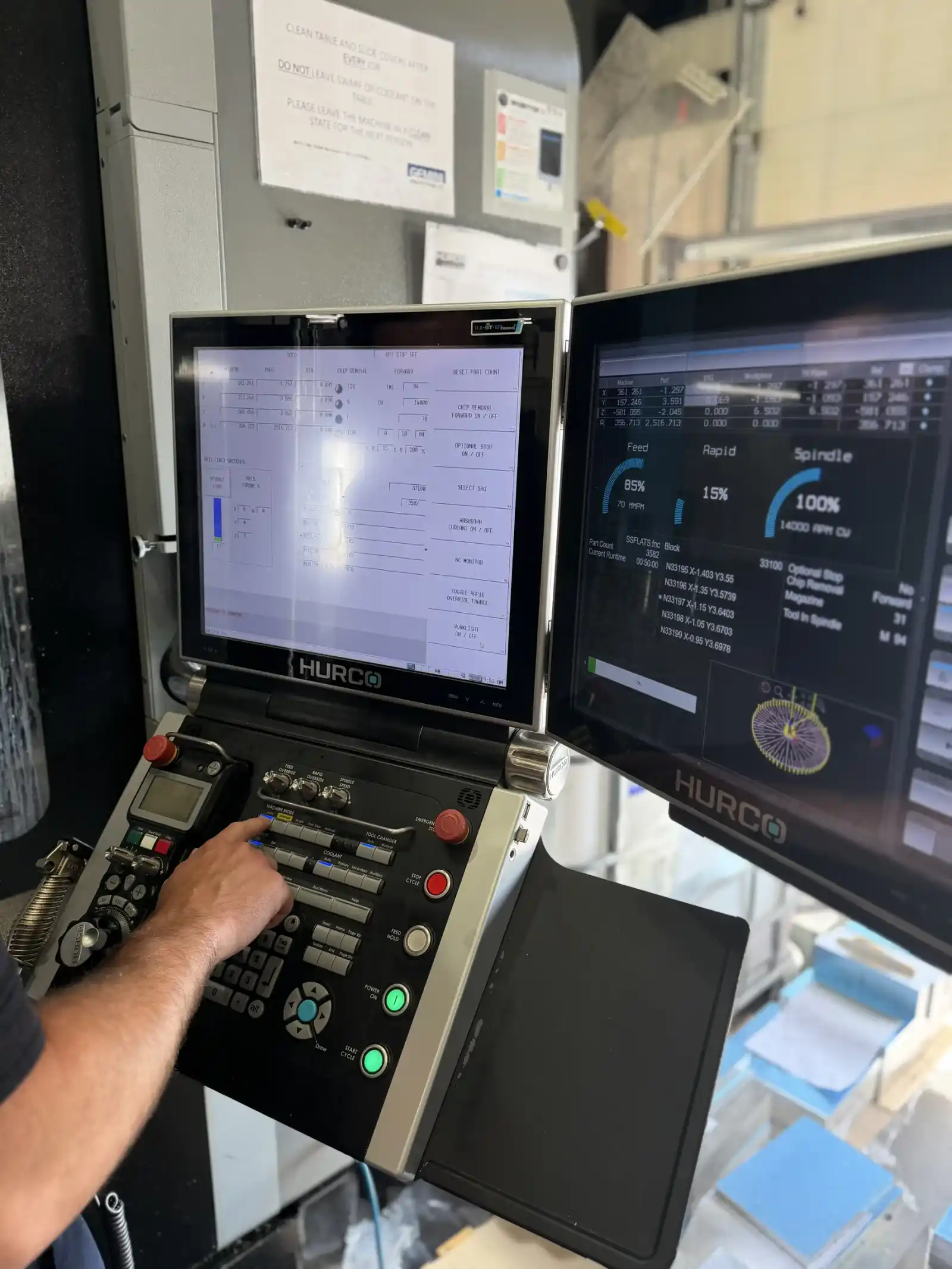 Hurco CNC machining centre controls in the Gemini tool room