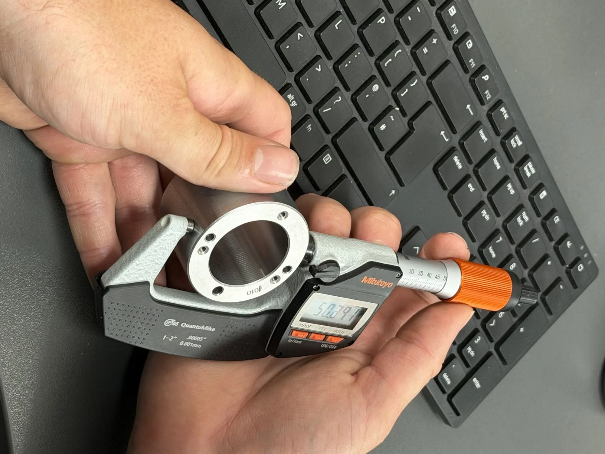 Measuring a machined part in Gemini's tool room