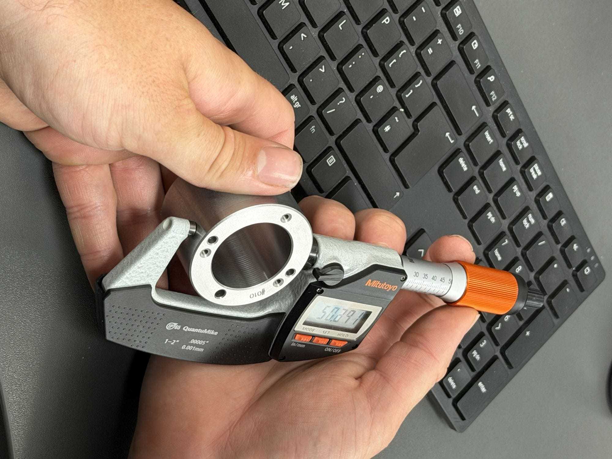 Measuring a machined part in Gemini's tool room