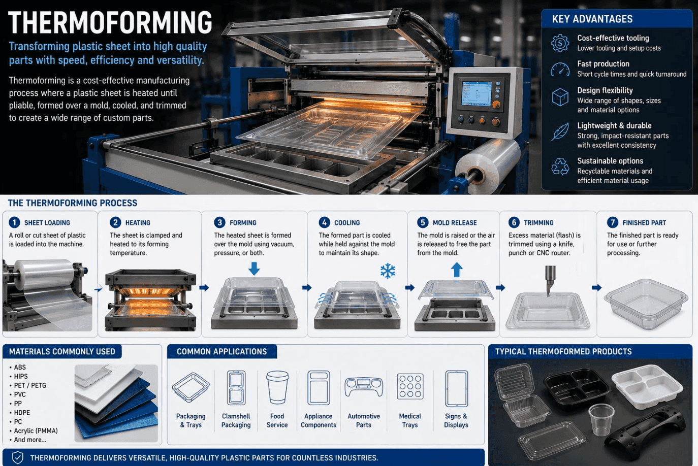 Gemini's thermoforming process, heating and forming a thermoplastic sheet
